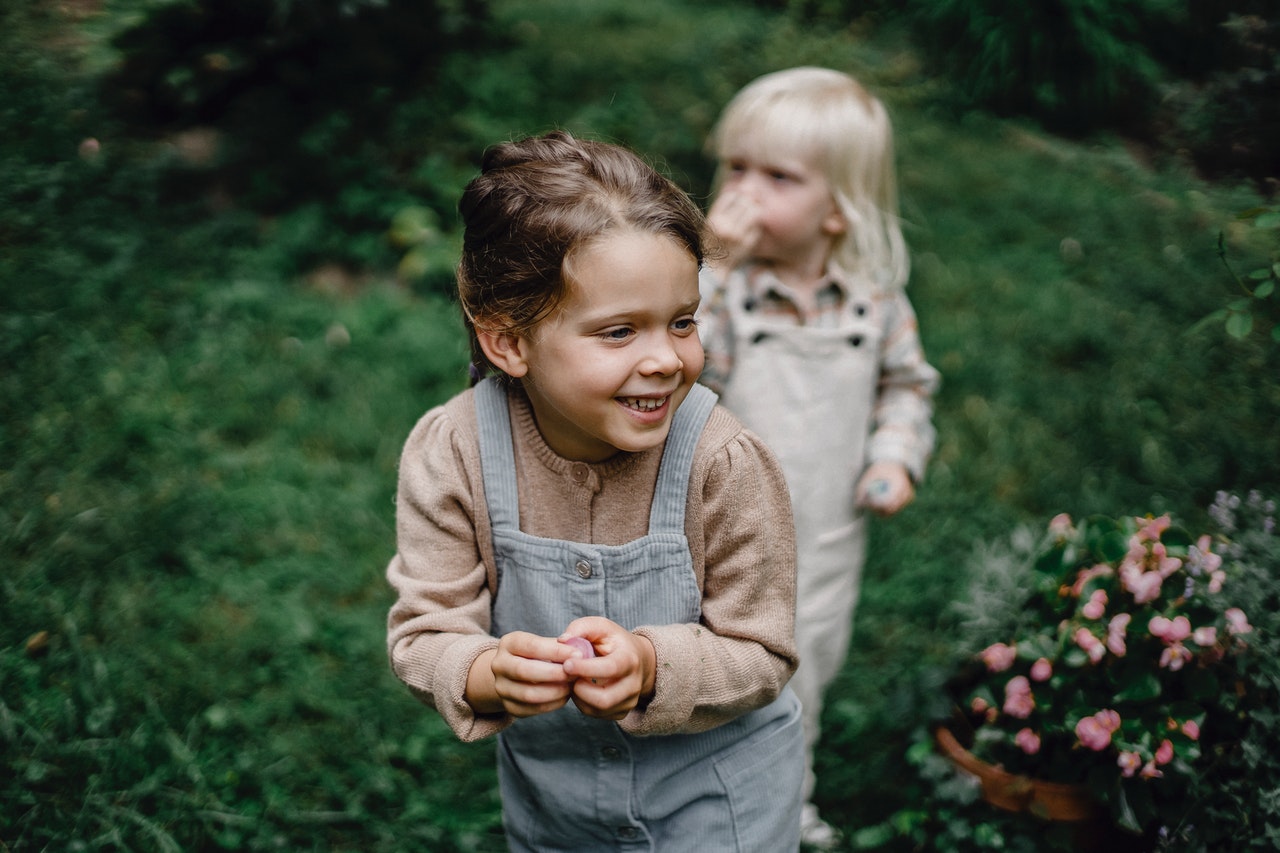 children in family-friendly backyard